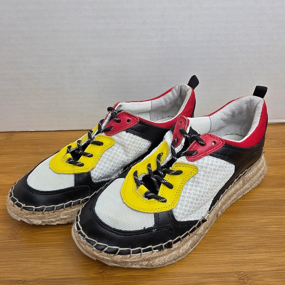 Marc Fisher LTD Janette Espadrille Platform Sneakers Multi Color Leather 7.5M